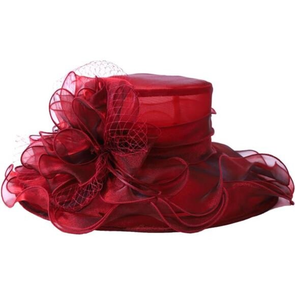 Women Derby Church Dress Fascinator Wide Brim Tea Party Wedding Hat - Picture 3 of 7
